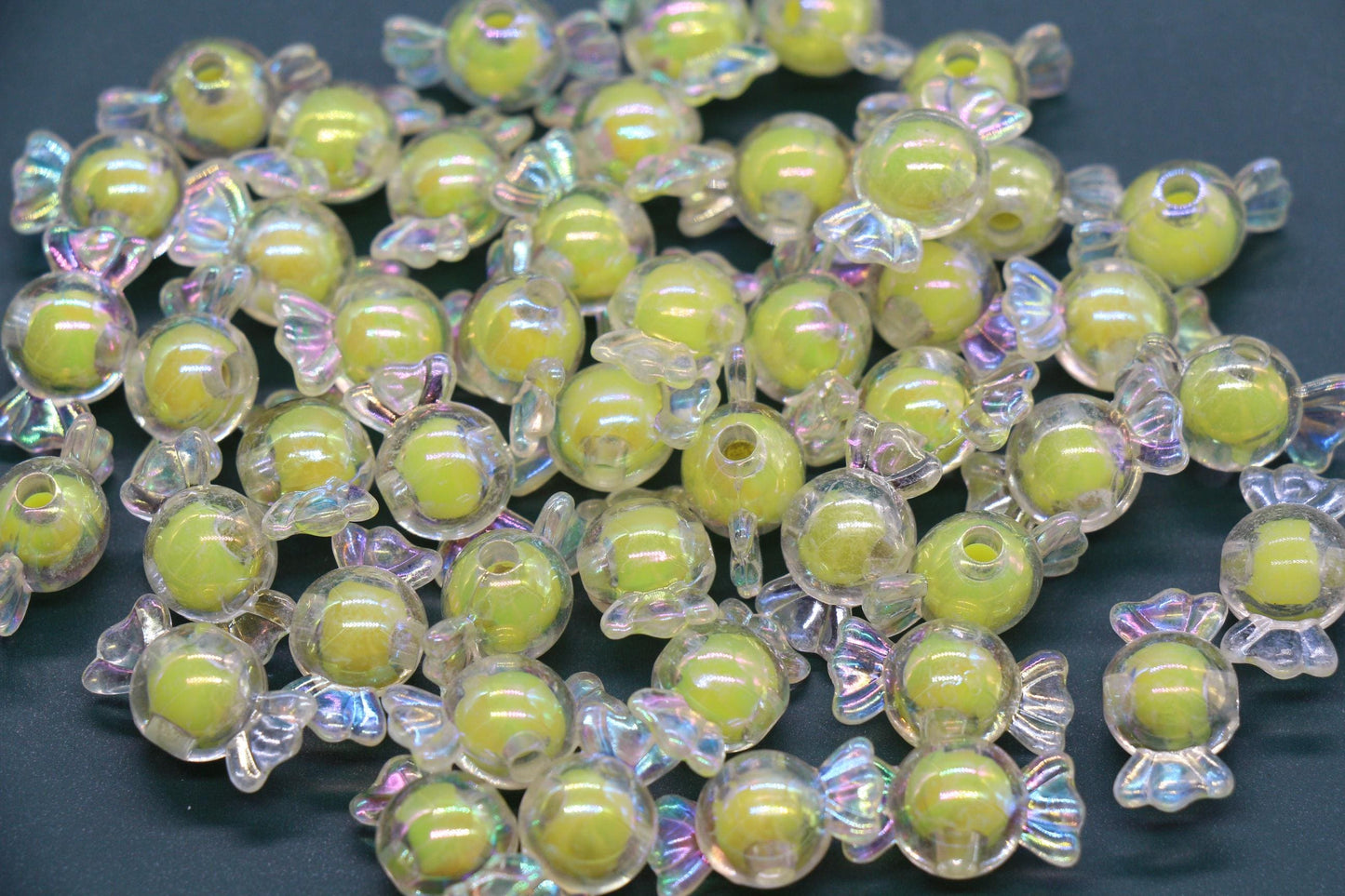 Iridescent Candy Beads, 16mm Wrapped Candy Beads for Jewelry Making, Kawaii Bracelet & Necklace DIY Supplies