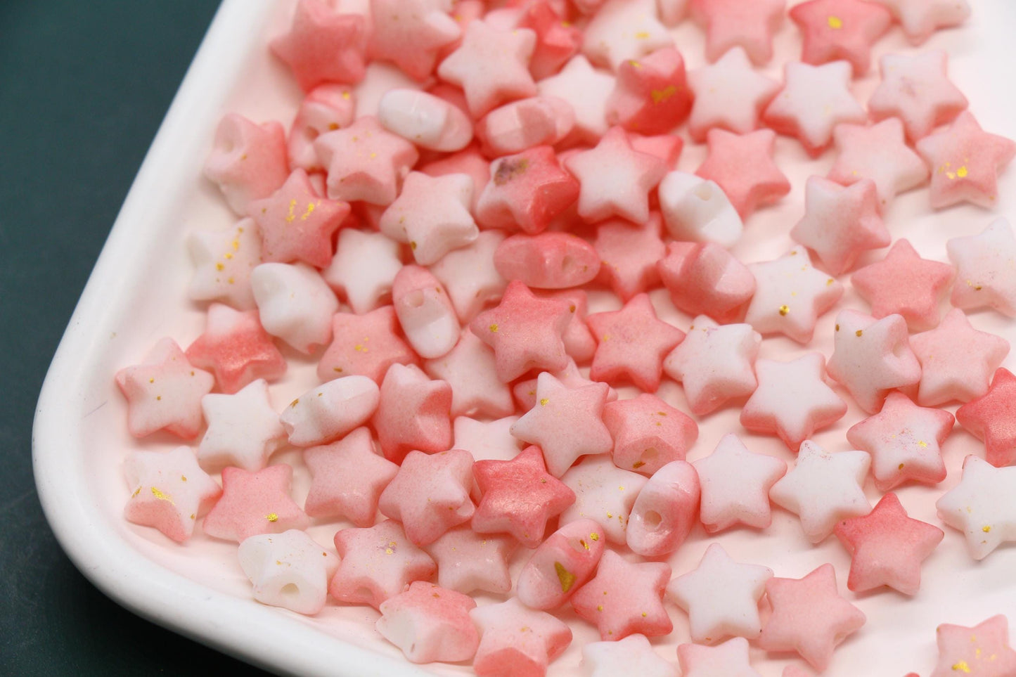 10mm Frosted Star Beads with Gold Specks, Pastel Ombre Star Beads for Jewelry Making, Kawaii Beads for Bracelets