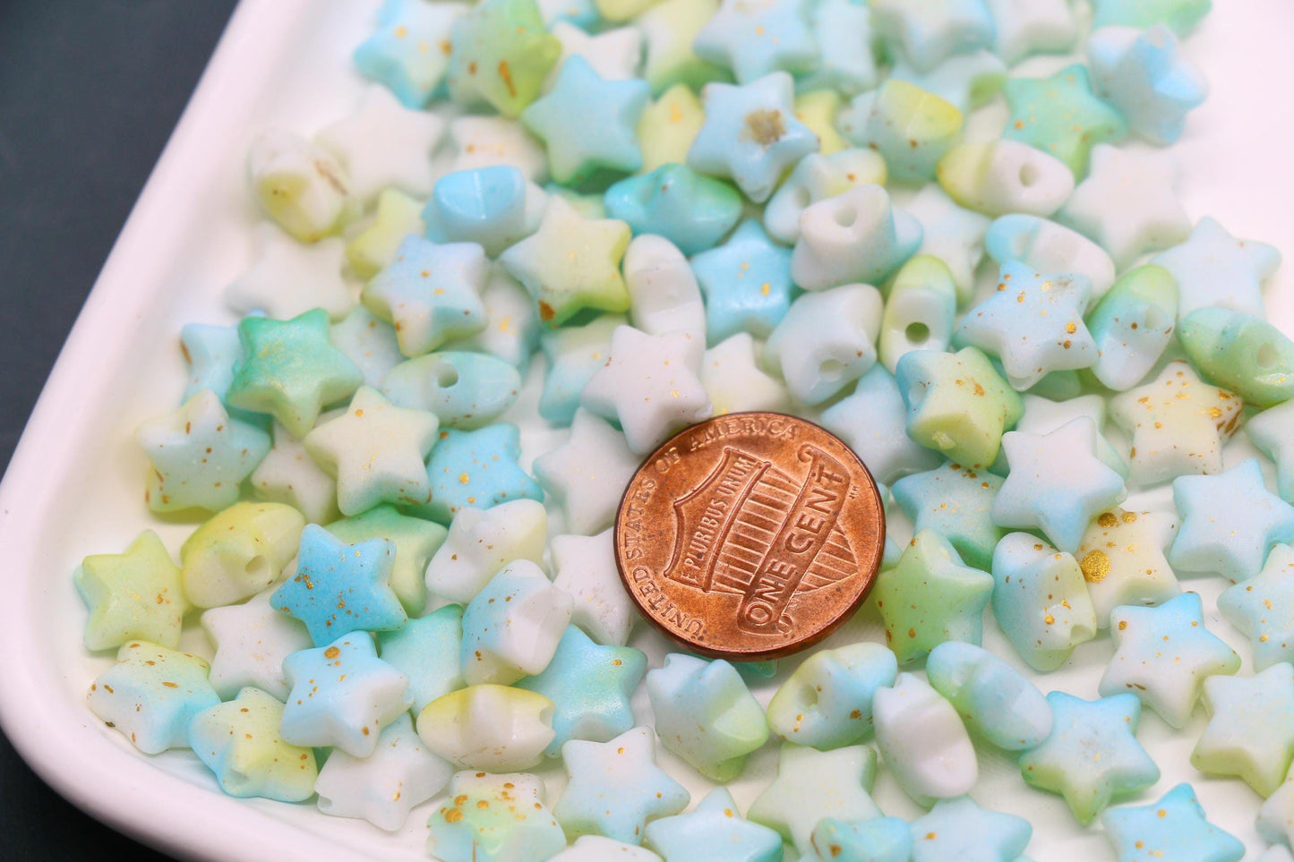 10mm Frosted Star Beads with Gold Specks, Pastel Ombre Star Beads for Jewelry Making, Kawaii Beads for Bracelets