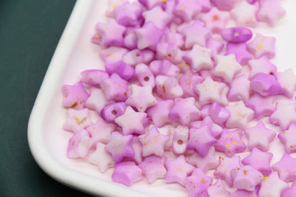 10mm Frosted Star Beads with Gold Specks, Pastel Ombre Star Beads for Jewelry Making, Kawaii Beads for Bracelets