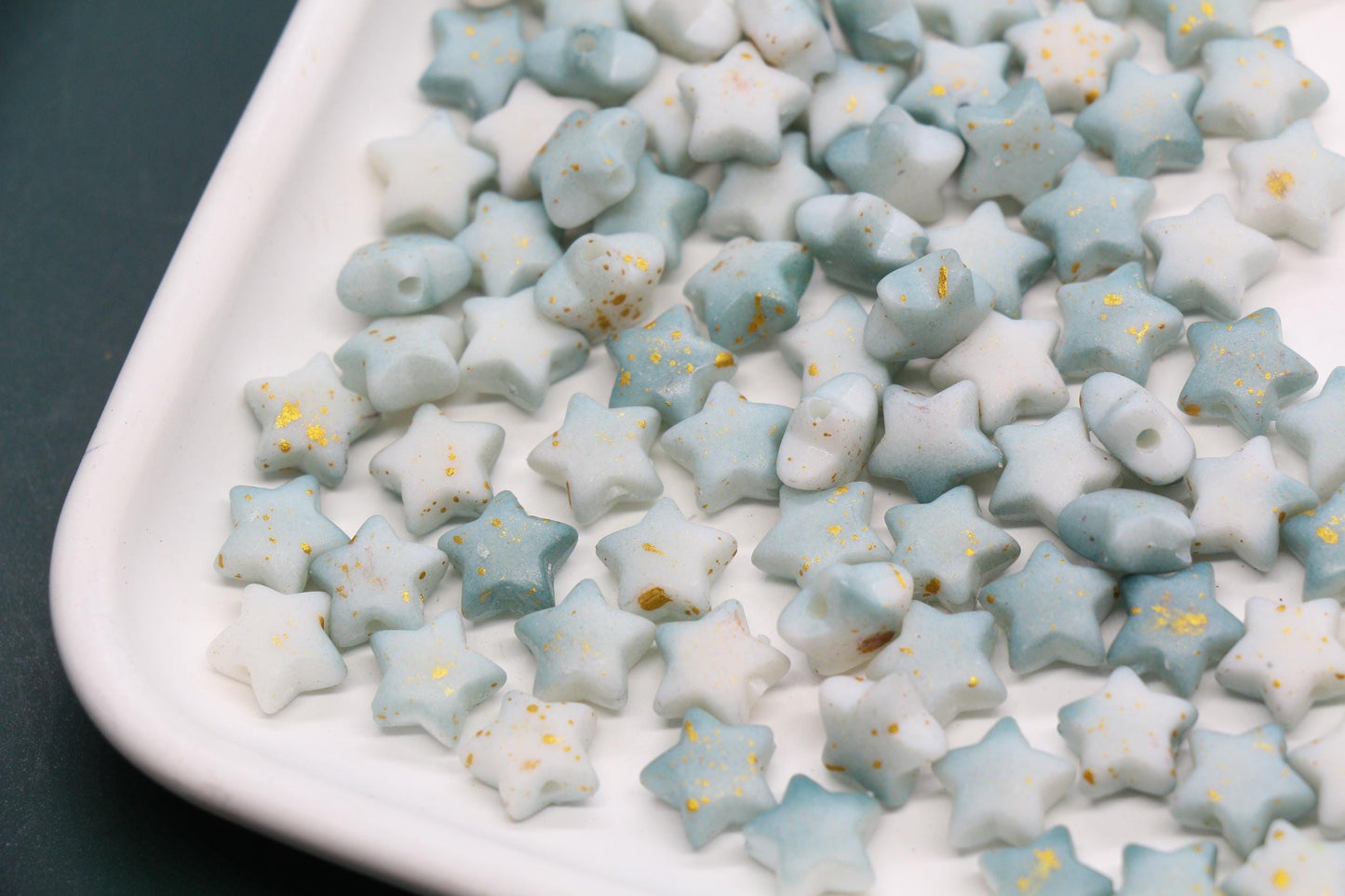 10mm Frosted Star Beads with Gold Specks, Pastel Ombre Star Beads for Jewelry Making, Kawaii Beads for Bracelets