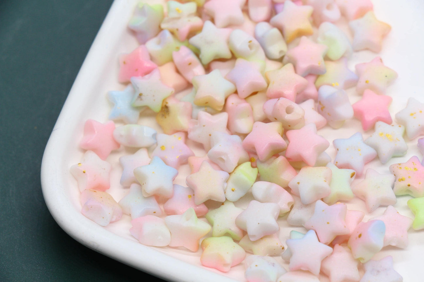 10mm Frosted Star Beads with Gold Specks, Pastel Ombre Star Beads for Jewelry Making, Kawaii Beads for Bracelets
