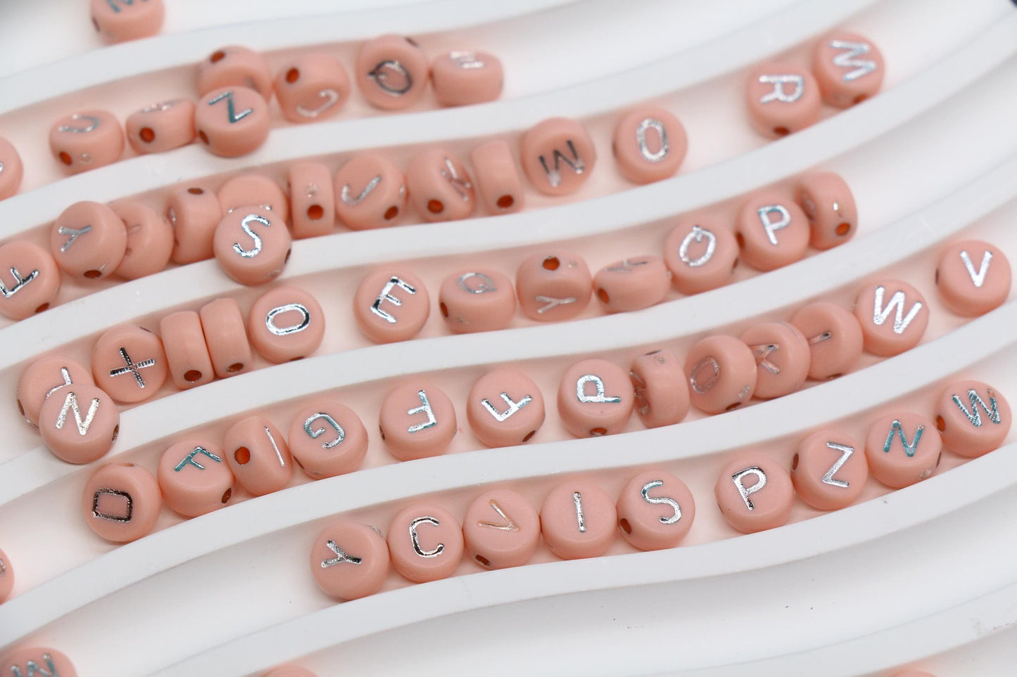 Mixed Silver Letter Beads, Round Plastic Alphabet Beads for Jewelry Making, Bright Colorful DIY Beads for Bracelets, Necklaces, Custom Names