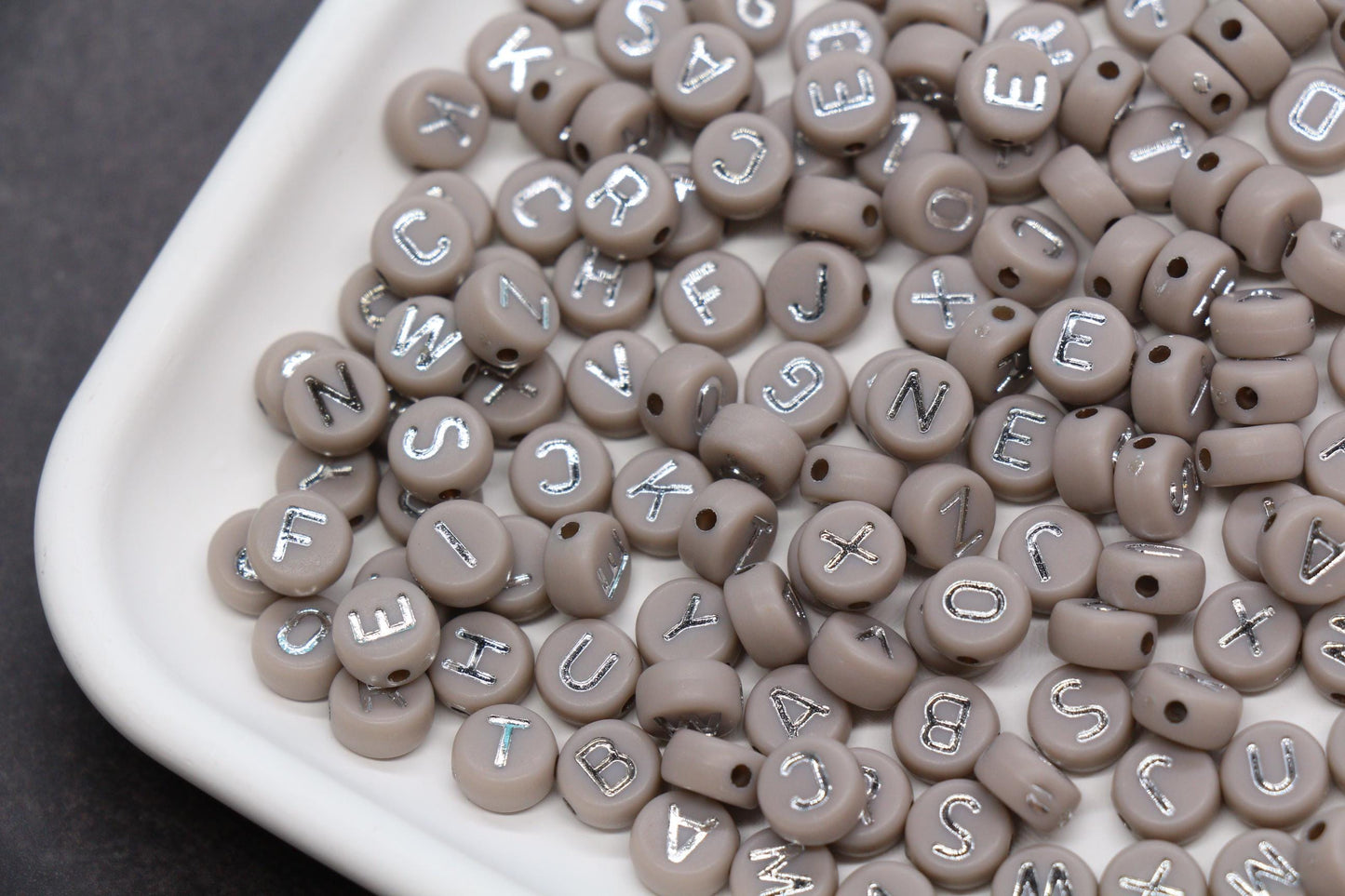 Mixed Silver Letter Beads, Round Plastic Alphabet Beads for Jewelry Making, Bright Colorful DIY Beads for Bracelets, Necklaces, Custom Names