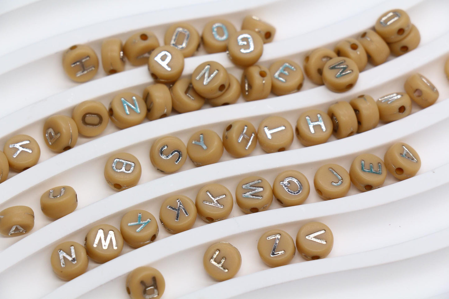 Mixed Silver Letter Beads, Round Plastic Alphabet Beads for Jewelry Making, Bright Colorful DIY Beads for Bracelets, Necklaces, Custom Names