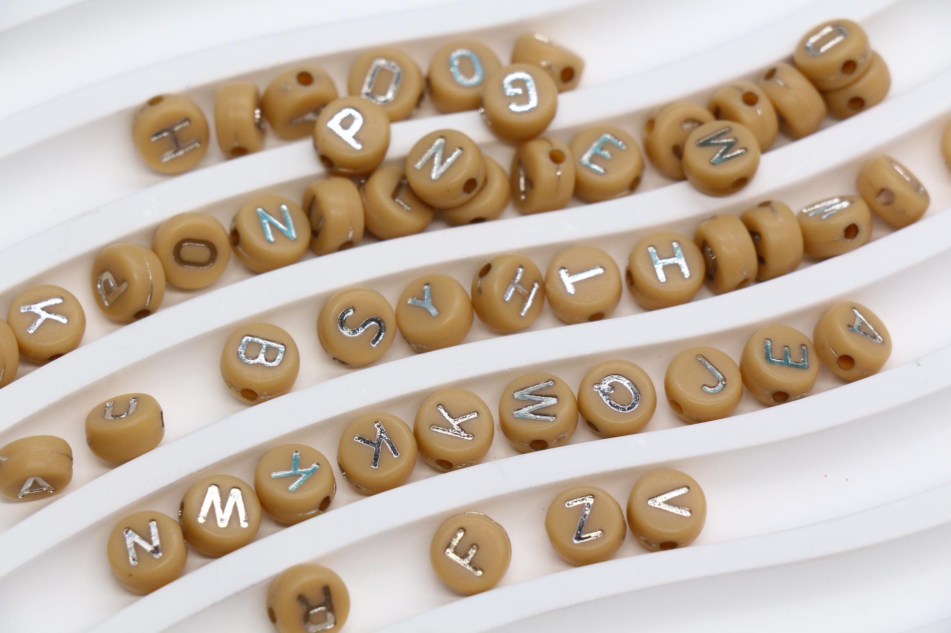 Mixed Silver Letter Beads, Round Plastic Alphabet Beads for Jewelry Making, Bright Colorful DIY Beads for Bracelets, Necklaces, Custom Names