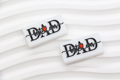 Best Mom & Dad Ever Silicone Focal Beads, Rectangular Letter Beads for Keychains, Bracelets, DIY Crafts, Gift for Mom, Dad