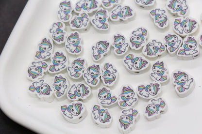 Unicorn Beads for Bracelets, Polymer Clay Beads, Cute Animal Beads for Kids Jewelry Making, Kawaii Pony Beads, DIY Craft Supplies #369