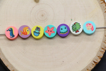 Ocean Theme Polymer Clay Beads Mix, Sea Animal Beads for Bracelets, Cute Beach Beads for Jewelry Making #1020