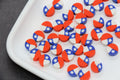 9mm-10mm chile flag and keychains polymer clay beads, flag clay charms for bracelets