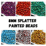 8mm Splatter Painted Acrylic Beads, Round Glossy Beads with Gold and Black Speckle for Jewelry Making, DIY Crafts