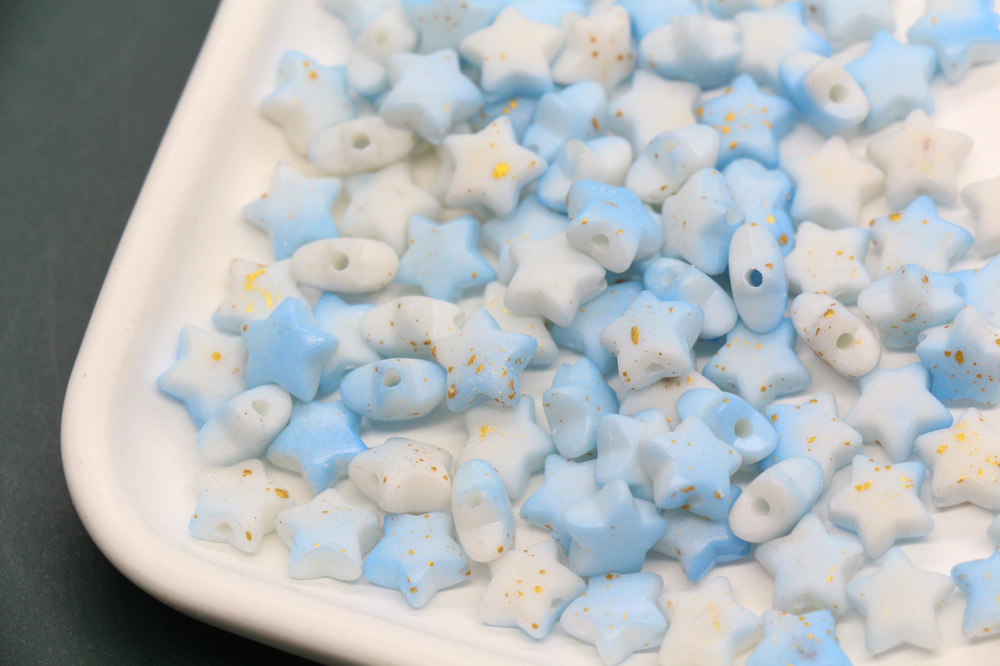 10mm Frosted Star Beads with Gold Specks, Pastel Ombre Star Beads for Jewelry Making, Kawaii Beads for Bracelets