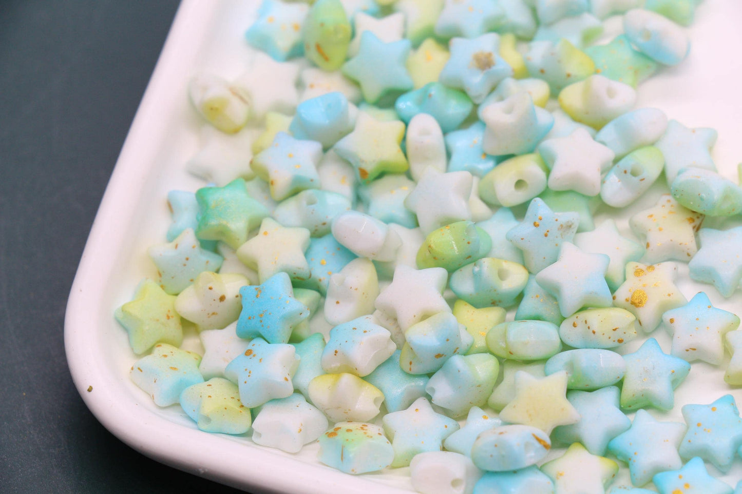 10mm Frosted Star Beads with Gold Specks, Pastel Ombre Star Beads for Jewelry Making, Kawaii Beads for Bracelets