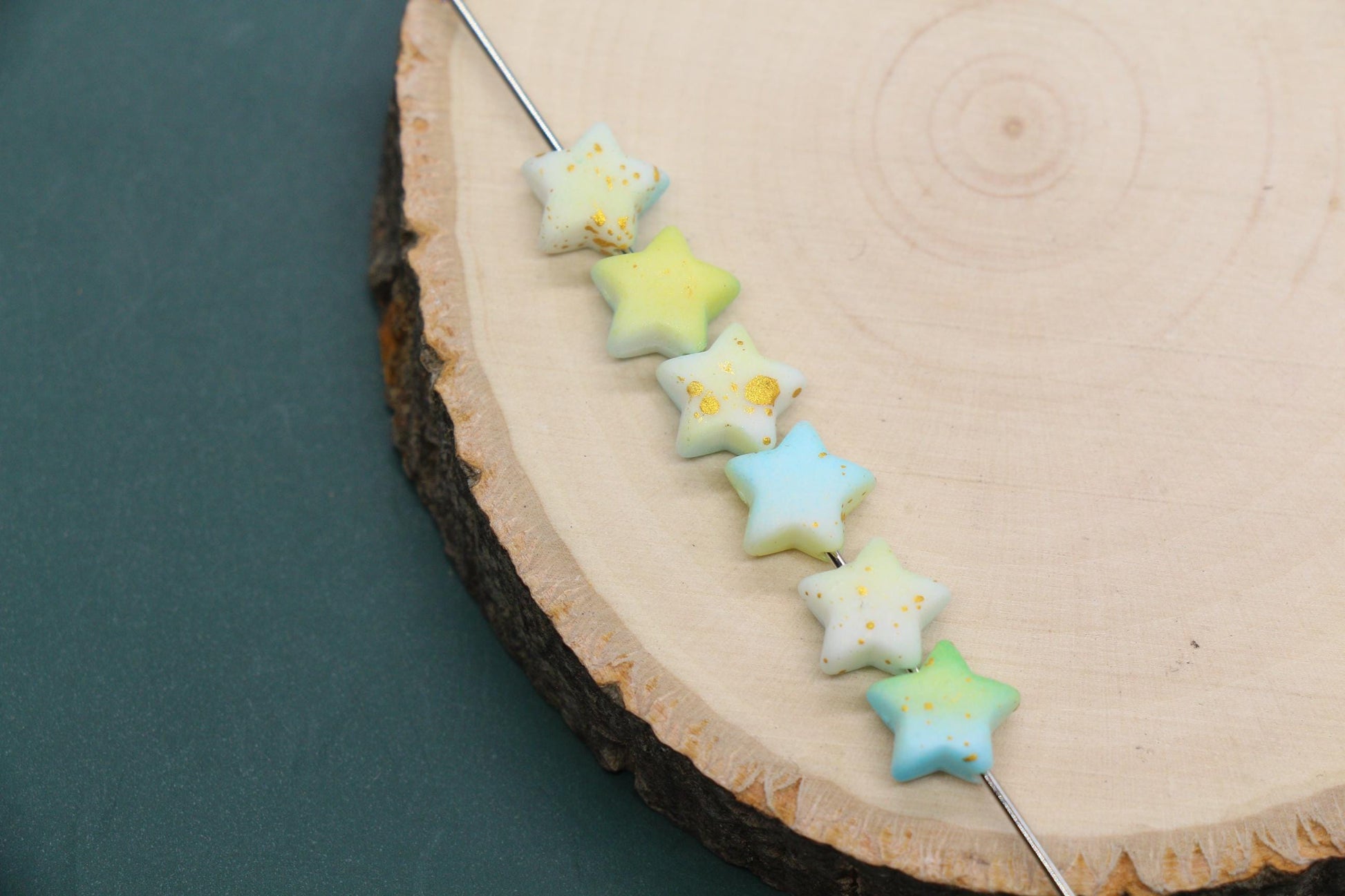 10mm Frosted Star Beads with Gold Specks, Pastel Ombre Star Beads for Jewelry Making, Kawaii Beads for Bracelets