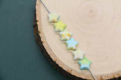 10mm Frosted Star Beads with Gold Specks, Pastel Ombre Star Beads for Jewelry Making, Kawaii Beads for Bracelets