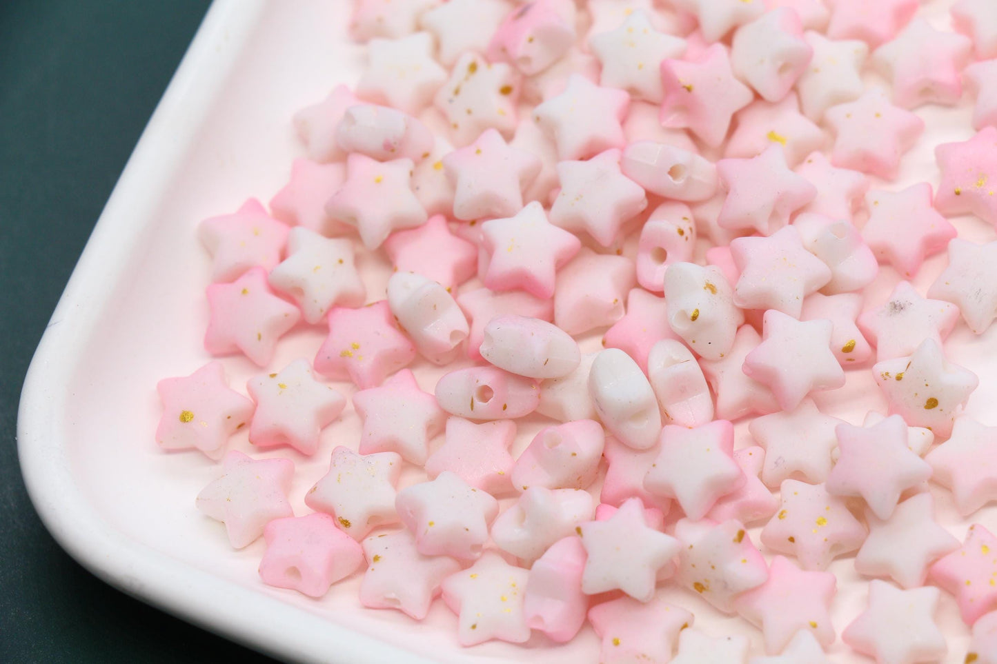 10mm Frosted Star Beads with Gold Specks, Pastel Ombre Star Beads for Jewelry Making, Kawaii Beads for Bracelets