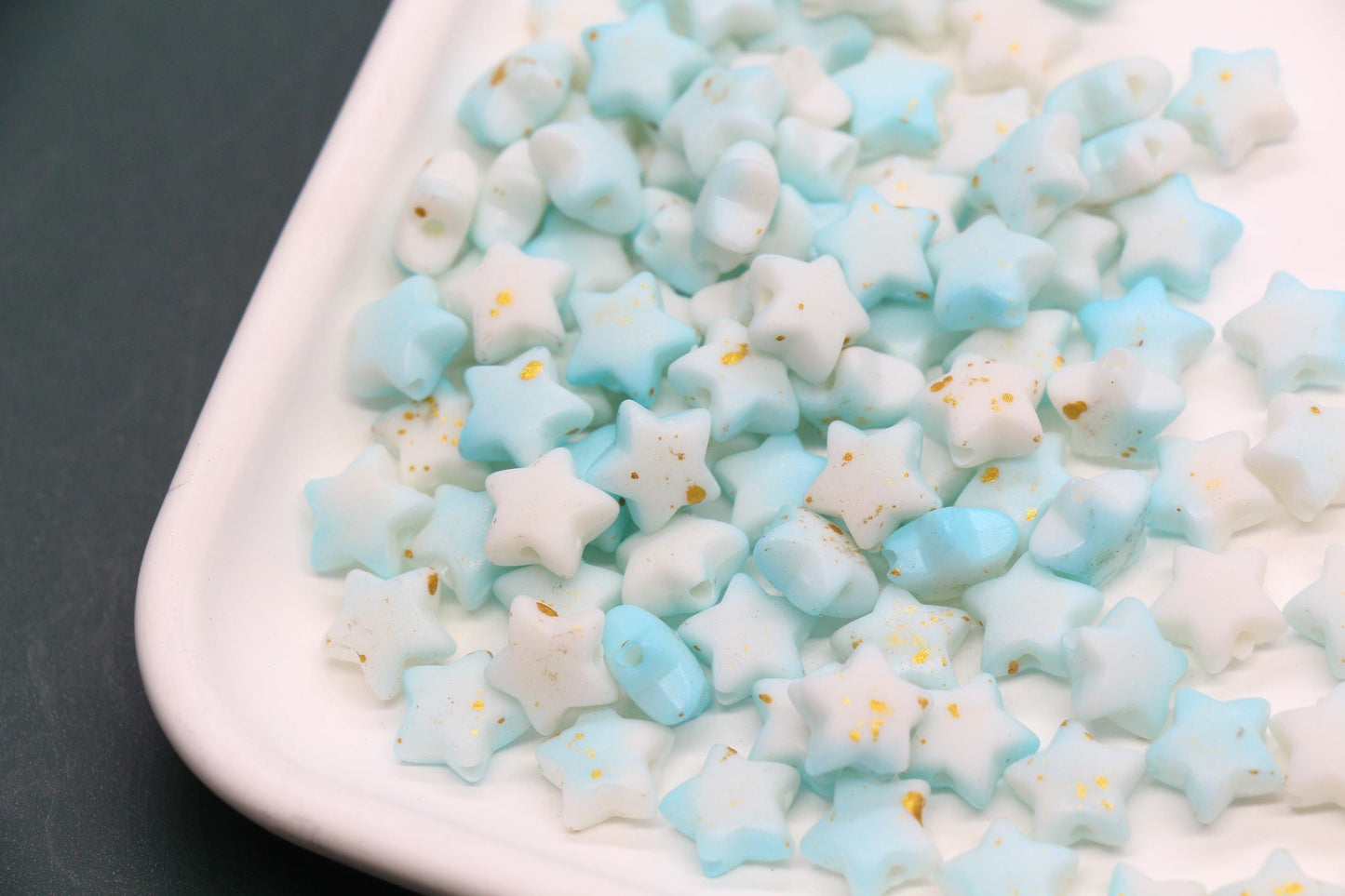 10mm Frosted Star Beads with Gold Specks, Pastel Ombre Star Beads for Jewelry Making, Kawaii Beads for Bracelets