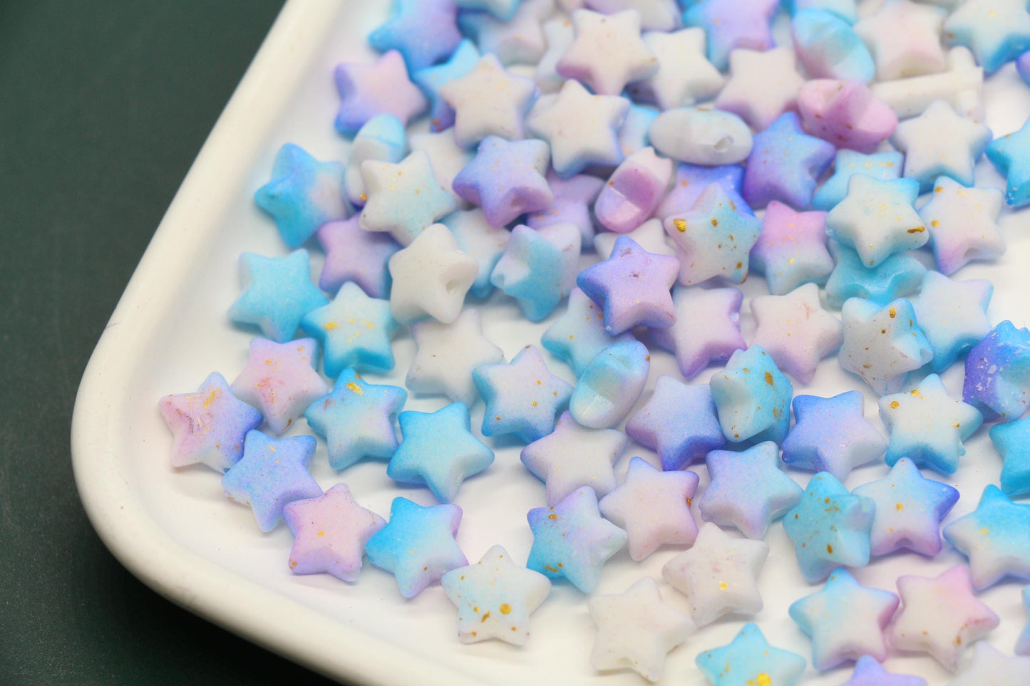 10mm Frosted Star Beads with Gold Specks, Pastel Ombre Star Beads for Jewelry Making, Kawaii Beads for Bracelets