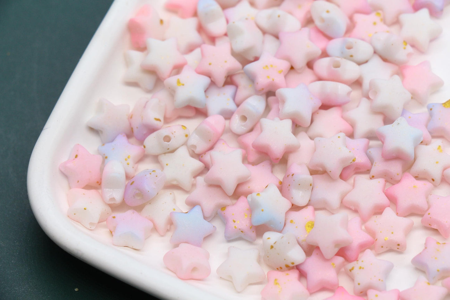 10mm Frosted Star Beads with Gold Specks, Pastel Ombre Star Beads for Jewelry Making, Kawaii Beads for Bracelets