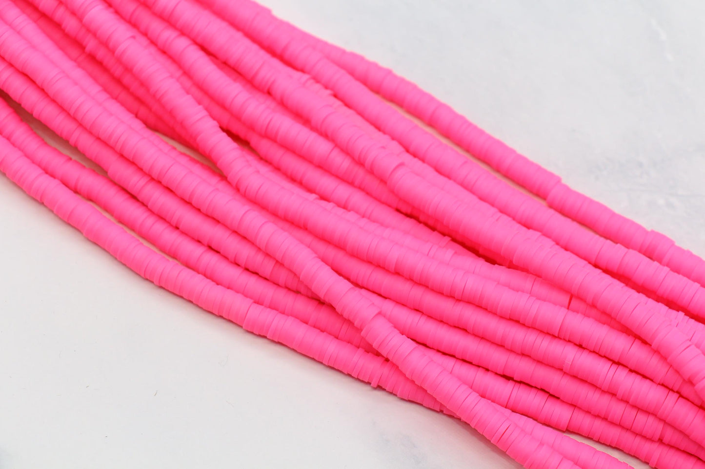 6mm Bright Pink Heishi Beads, Polymer Clay Disc Beads for Jewelry Making #400