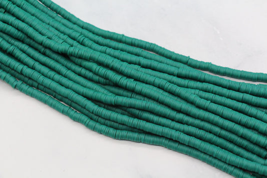 6mm Dark Teal Green Heishi Beads, Polymer Clay Disc Beads for Jewelry Making #159
