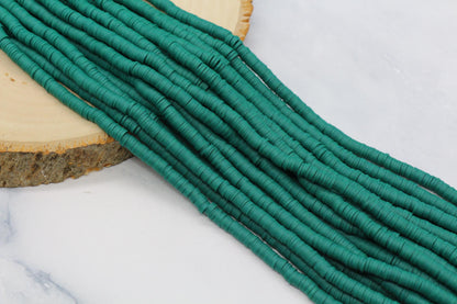 6mm Dark Teal Green Heishi Beads, Polymer Clay Disc Beads for Jewelry Making #159