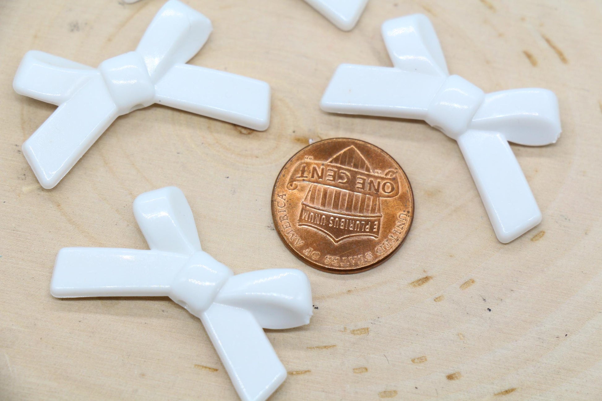 White Bow Beads, Ribbon Bow Beads Jewelry Beads #444