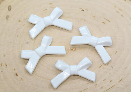 White Bow Beads, Ribbon Bow Beads Jewelry Beads #444