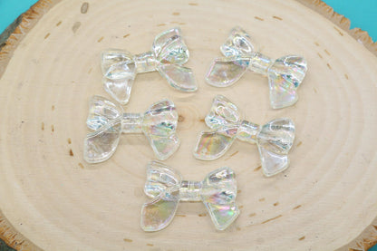 Iridescent Bow Beads, AB Rainbow Translucent Craft Beads #644