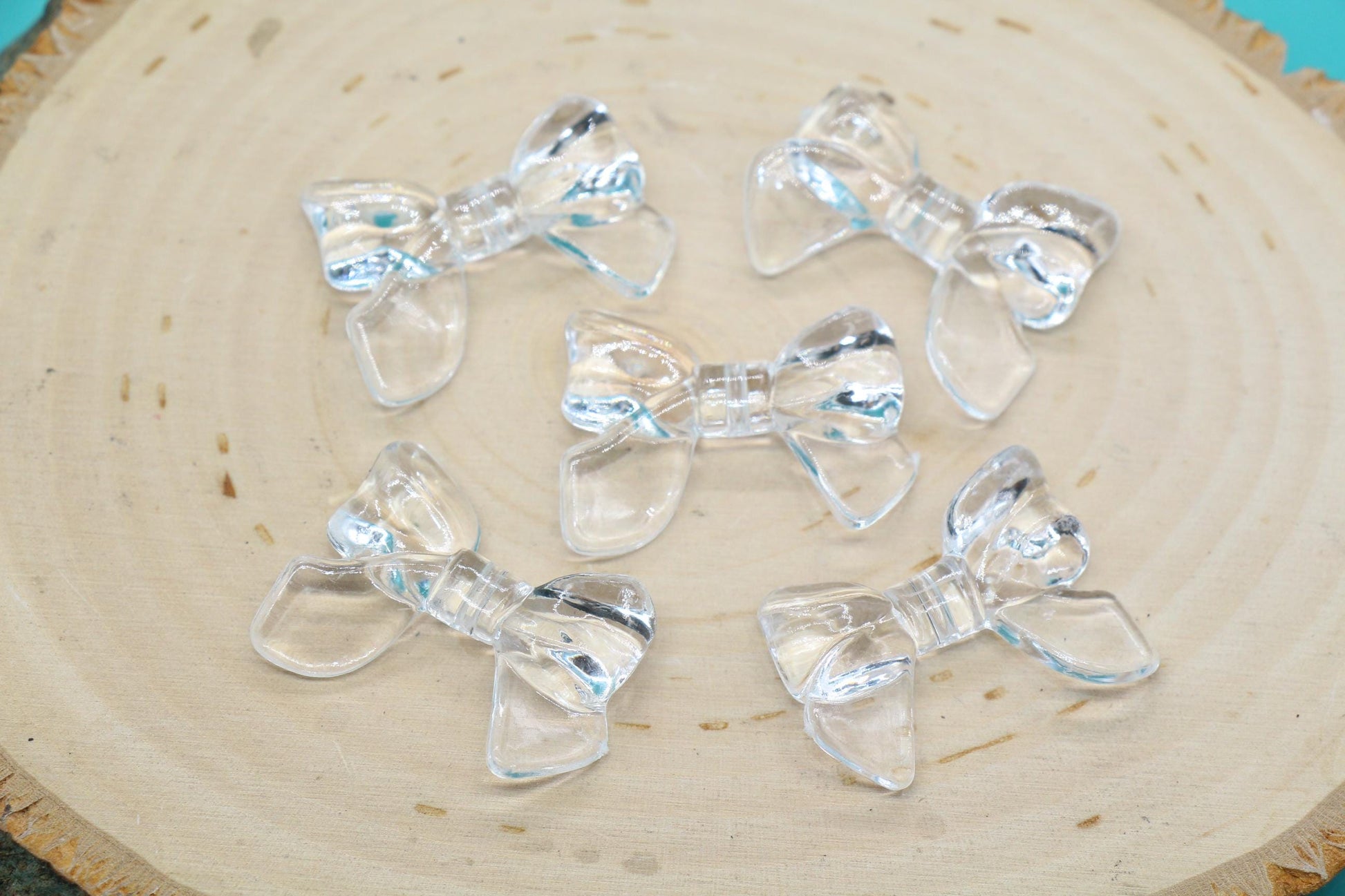 Clear Bow Beads, Translucent Craft Beads ##563