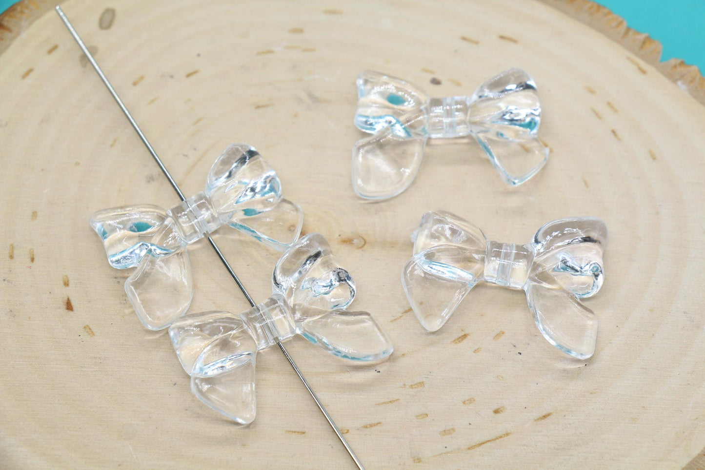 Clear Bow Beads, Translucent Craft Beads ##563