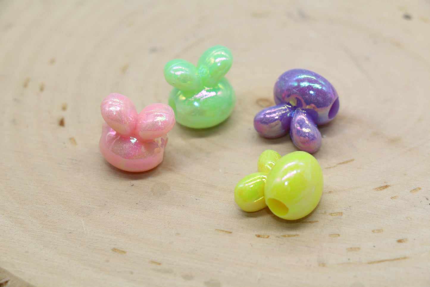 Iridescent Bunny Beads, Rabbit Shape Plastic Beads #1294