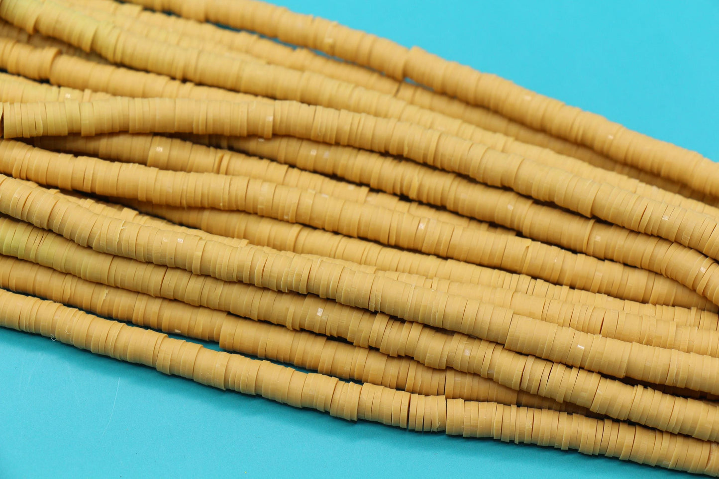 6mm Mustard Yellow Heishi Beads, Polymer Clay Disc Beads #150