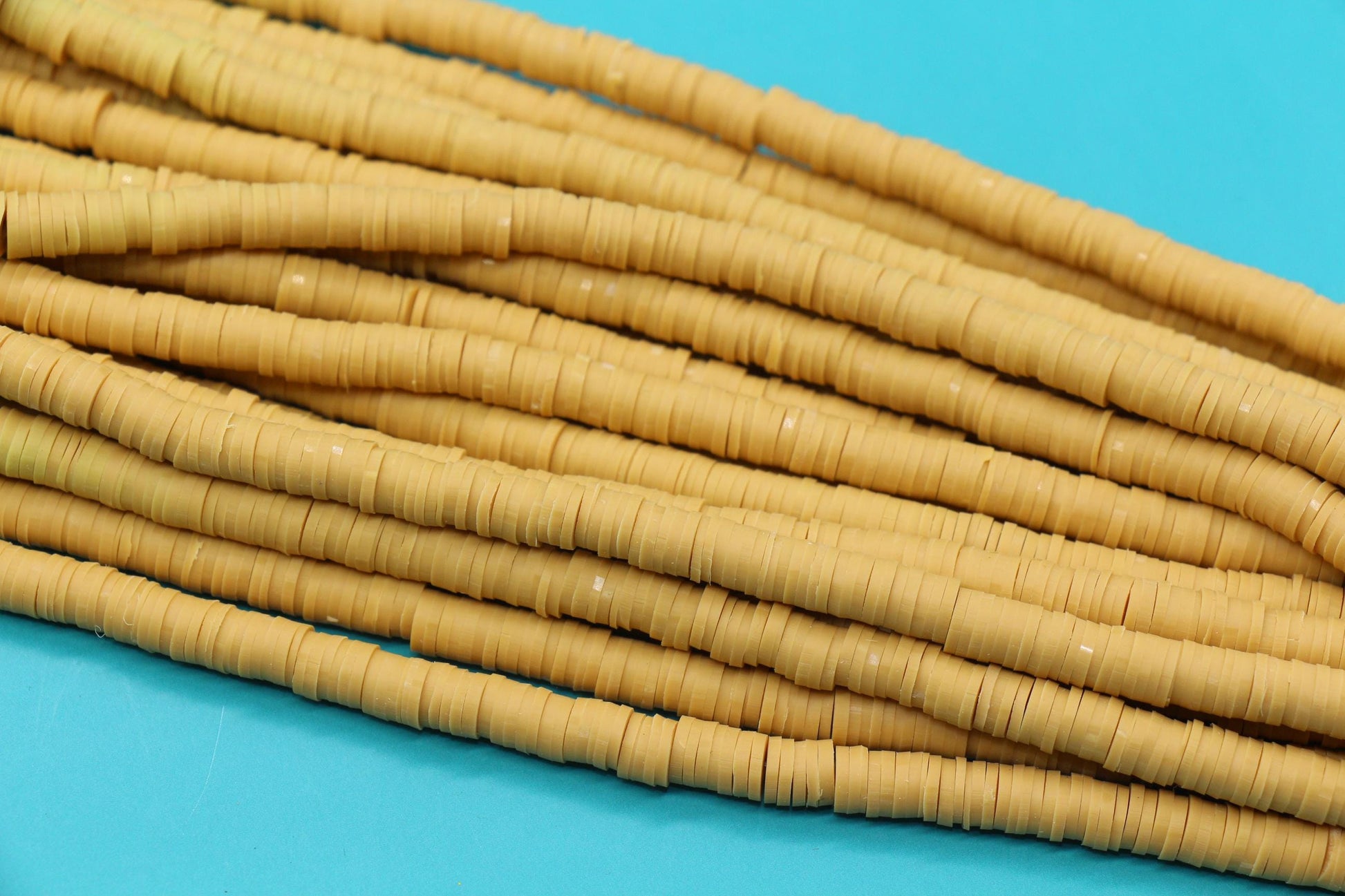 6mm Mustard Yellow Heishi Beads, Polymer Clay Disc Beads #150