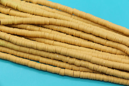 6mm Mustard Yellow Heishi Beads, Polymer Clay Disc Beads #150