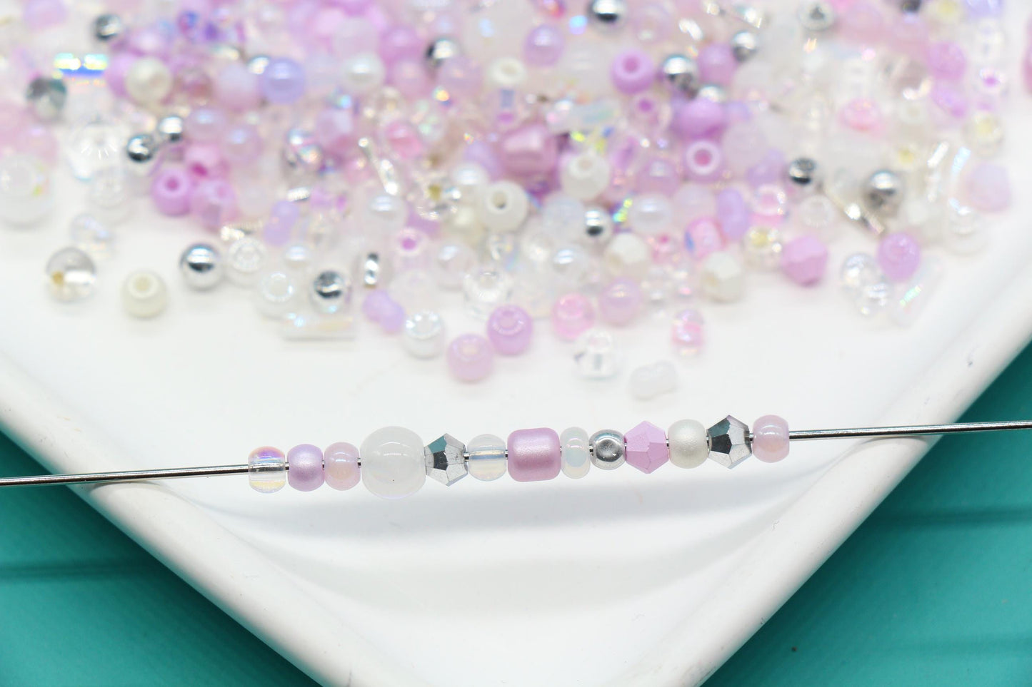 Pastel Pink & Lavender Glass Beads Mix, 4mm Assorted Glass Beads for DIY Jewelry #1136