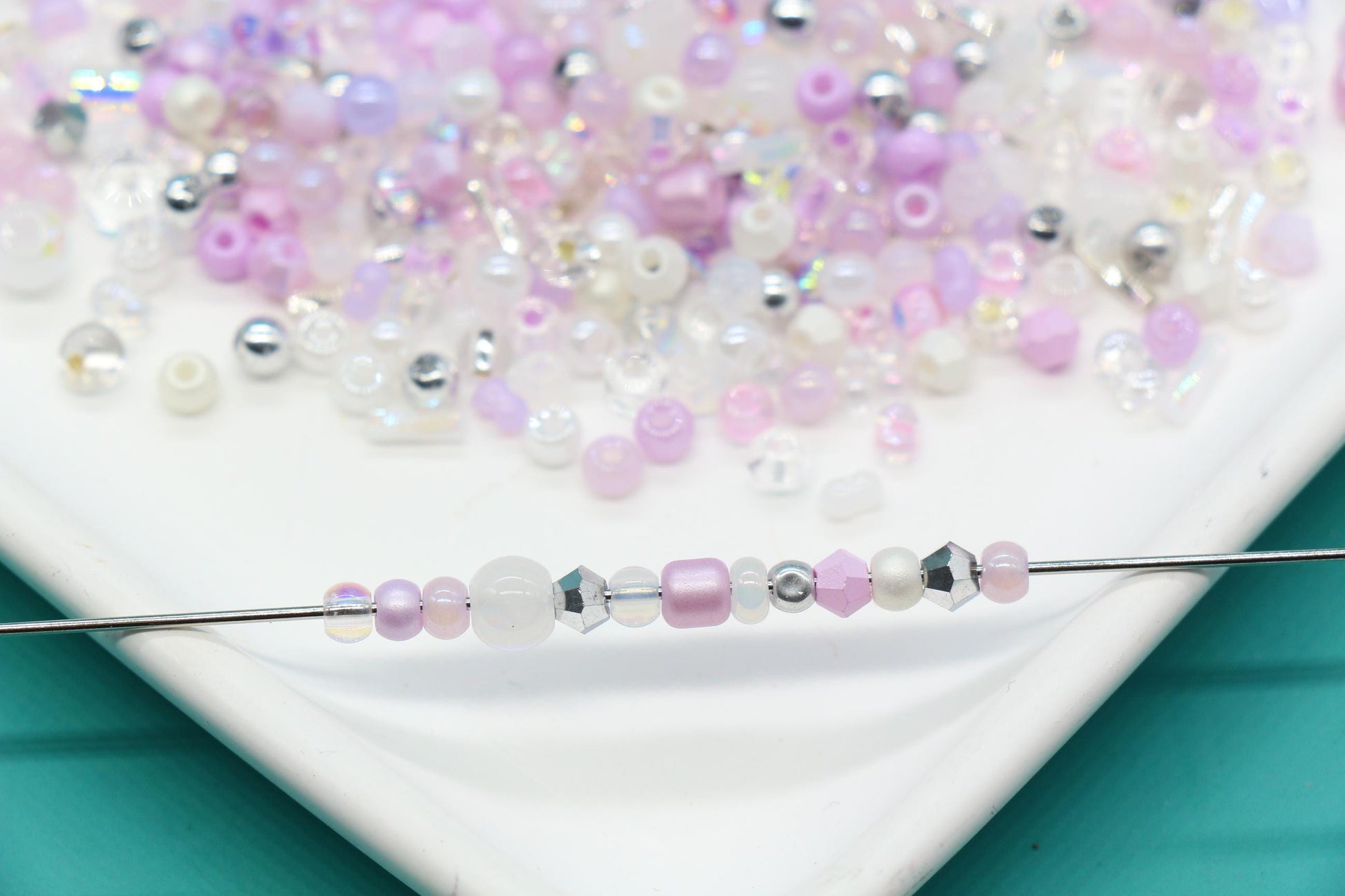 Pastel Pink & Lavender Glass Beads Mix, 4mm Assorted Glass Beads for DIY Jewelry #1136