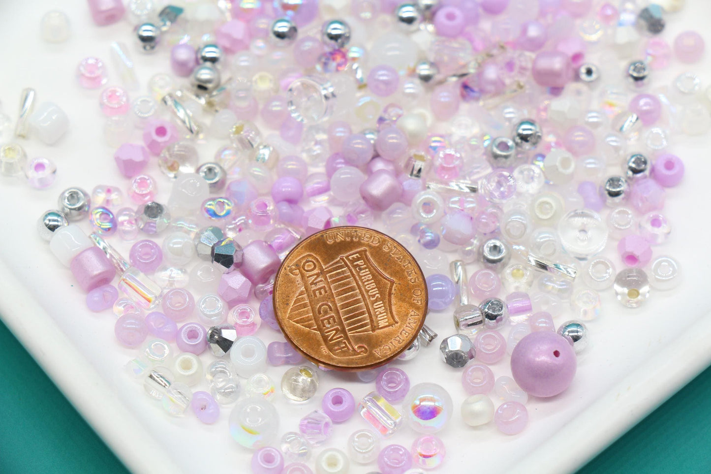 Pastel Pink & Lavender Glass Beads Mix, 4mm Assorted Glass Beads for DIY Jewelry #1136