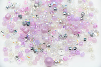 Pastel Pink & Lavender Glass Beads Mix, 4mm Assorted Glass Beads for DIY Jewelry #1136