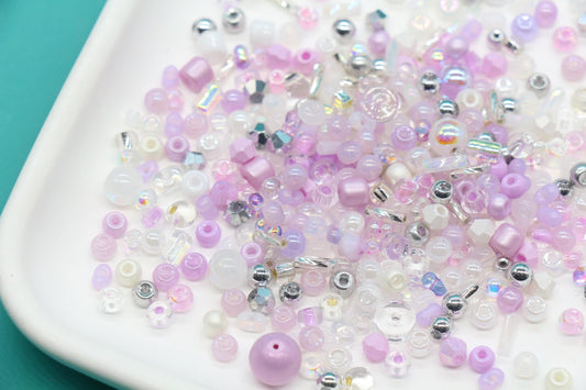 Pastel Pink & Lavender Glass Beads Mix, 4mm Assorted Glass Beads for DIY Jewelry #1136