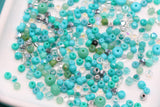 Turquoise & Teal Glass Beads Mix, 4mm Assorted Glass Beads for DIY Jewelry #1138
