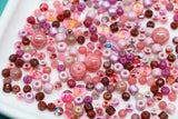 Pink Rose & Berry Glass Beads Mix, 4mm Assorted Glass Beads for DIY Jewelry #1139