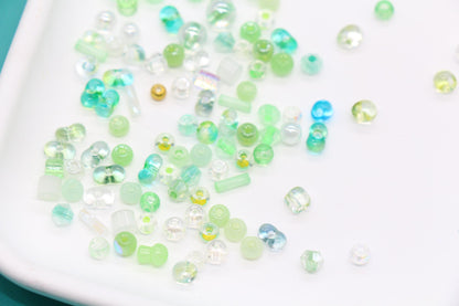 Green & Aqua Glass Beads Mix, 4mm Assorted Glass Beads for DIY Jewelry #2290