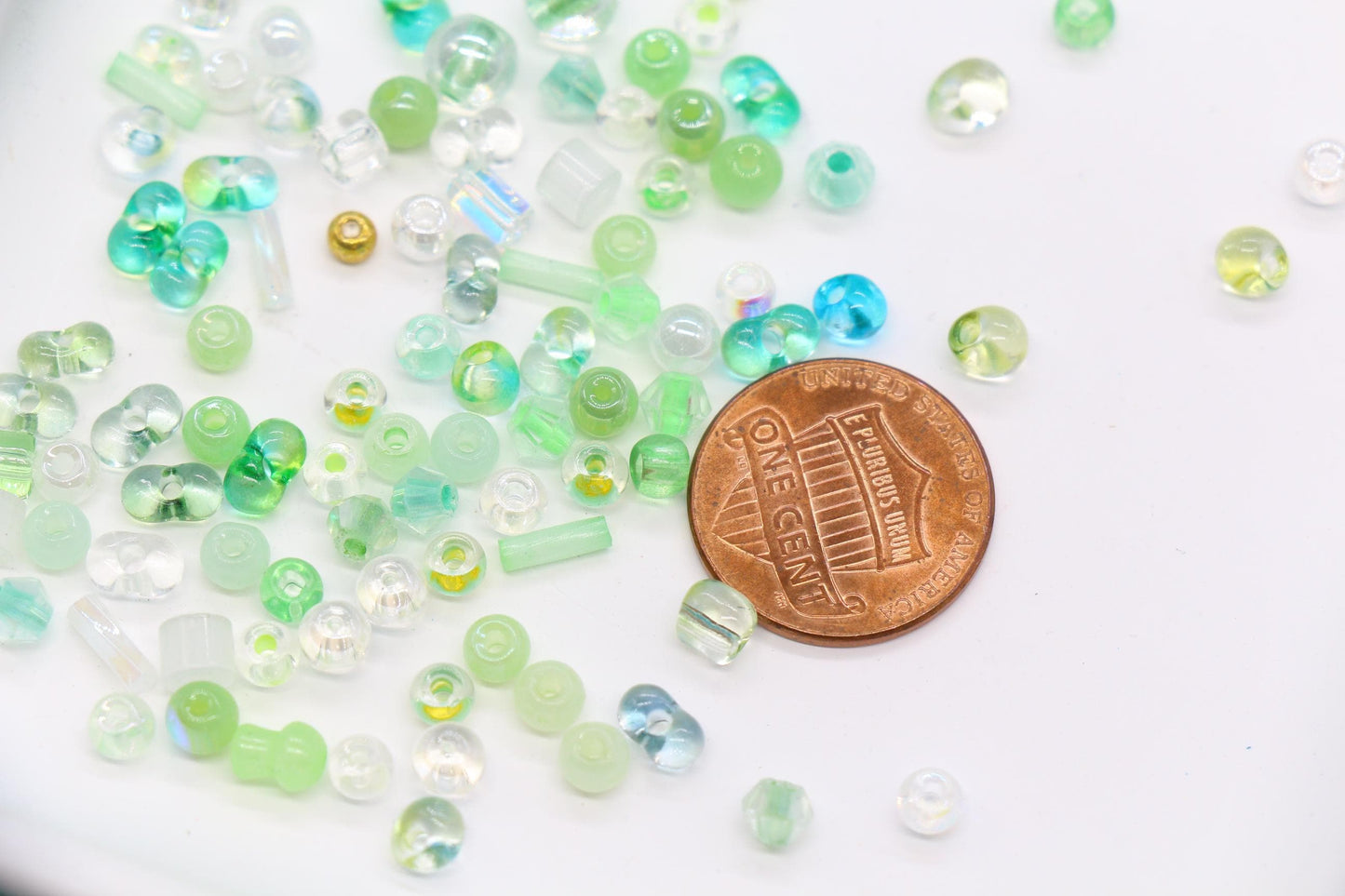 Green & Aqua Glass Beads Mix, 4mm Assorted Glass Beads for DIY Jewelry #2290