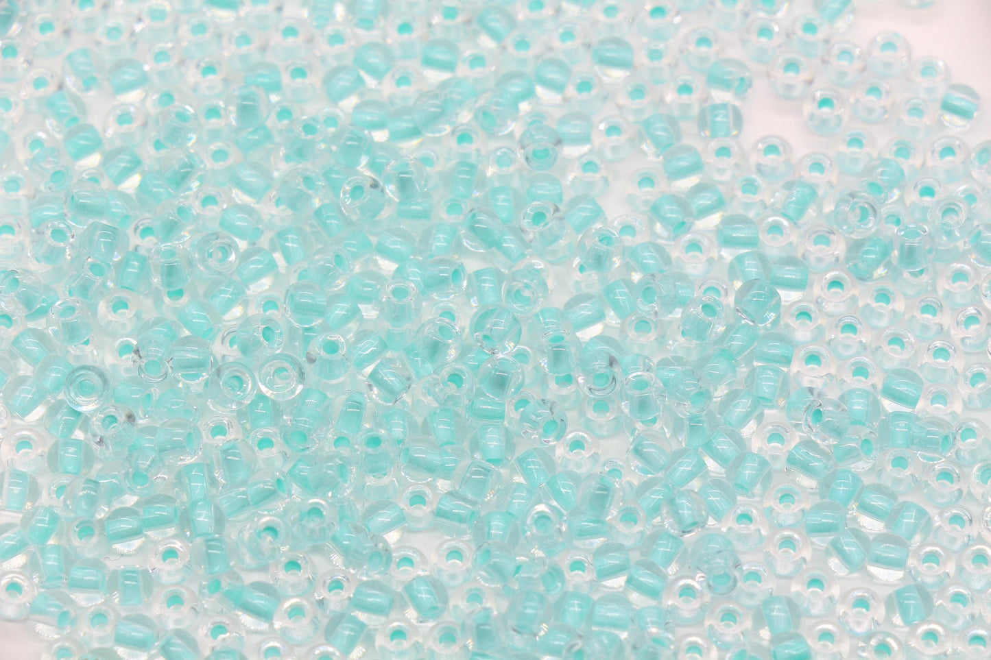 4mm Glow in the dark Glass Beads, Transparent Blue Lined Beads #2498