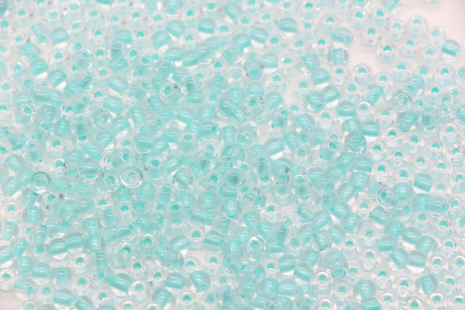 4mm Glow in the dark Glass Beads, Transparent Blue Lined Beads #2498