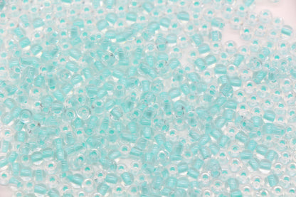 4mm Glow in the dark Glass Beads, Transparent Blue Lined Beads #2498