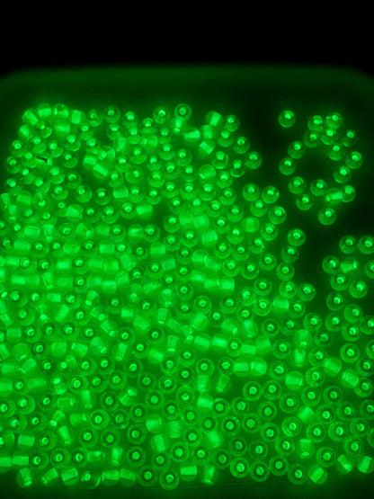 4mm Glow in the dark Glass Beads, Transparent Green Lined Beads #2302