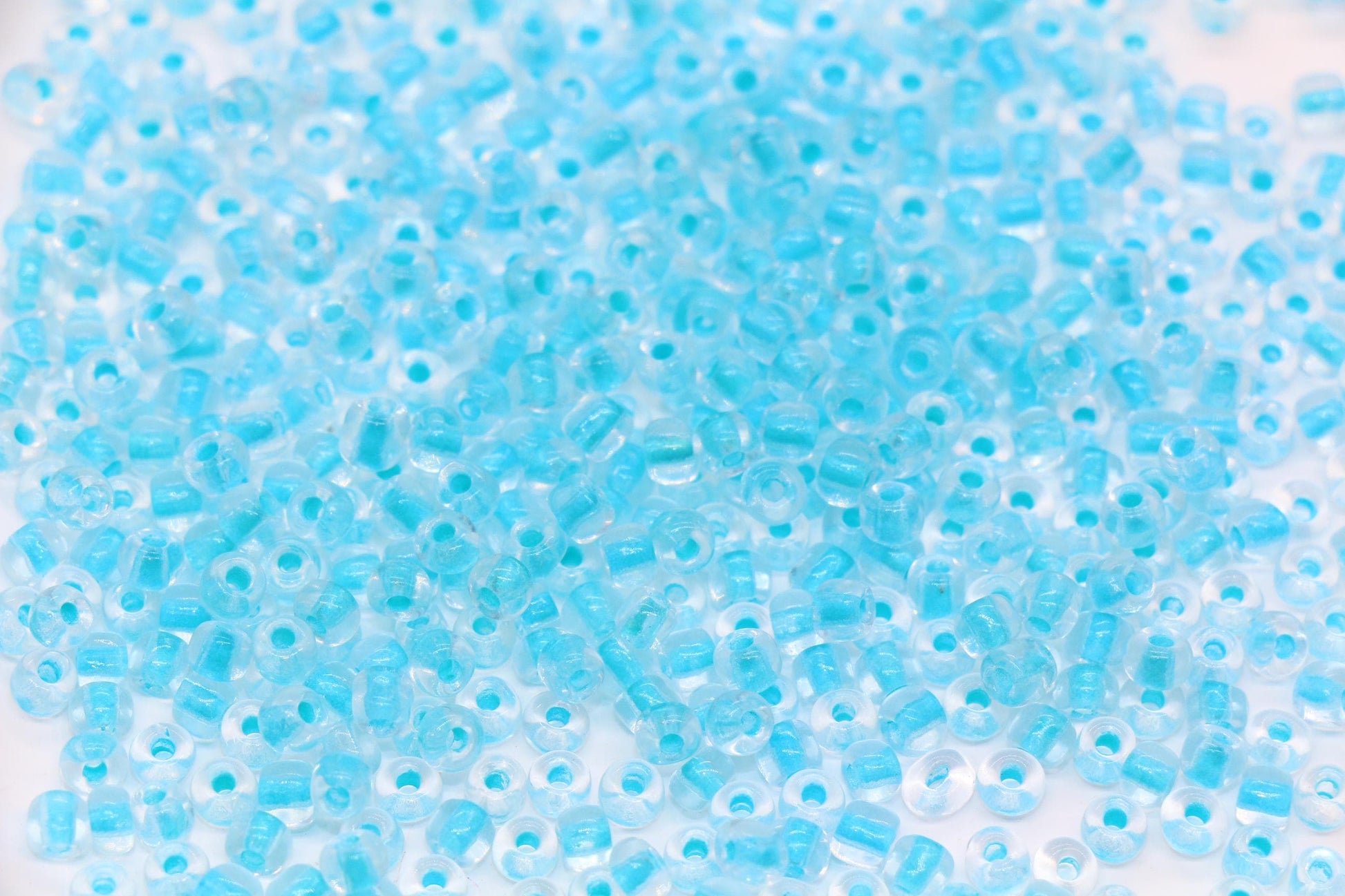 4mm Glow in the dark Glass Beads, Transparent Blue Lined Beads #2300