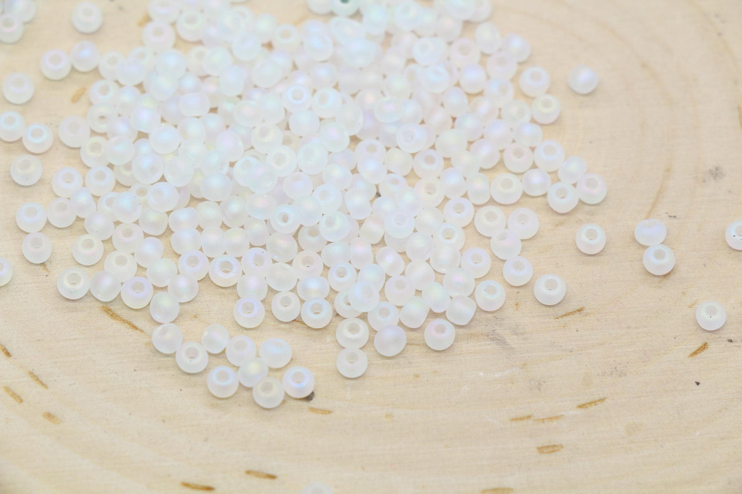 3mm Matte Iridescent Glass Beads, Frosted AB Round Beads #2289